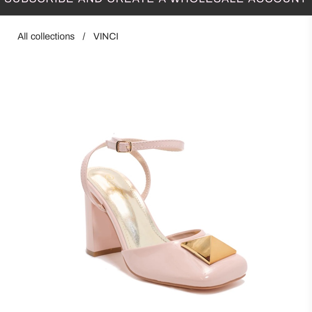 Designer inspired pink Vinci high heel sandals